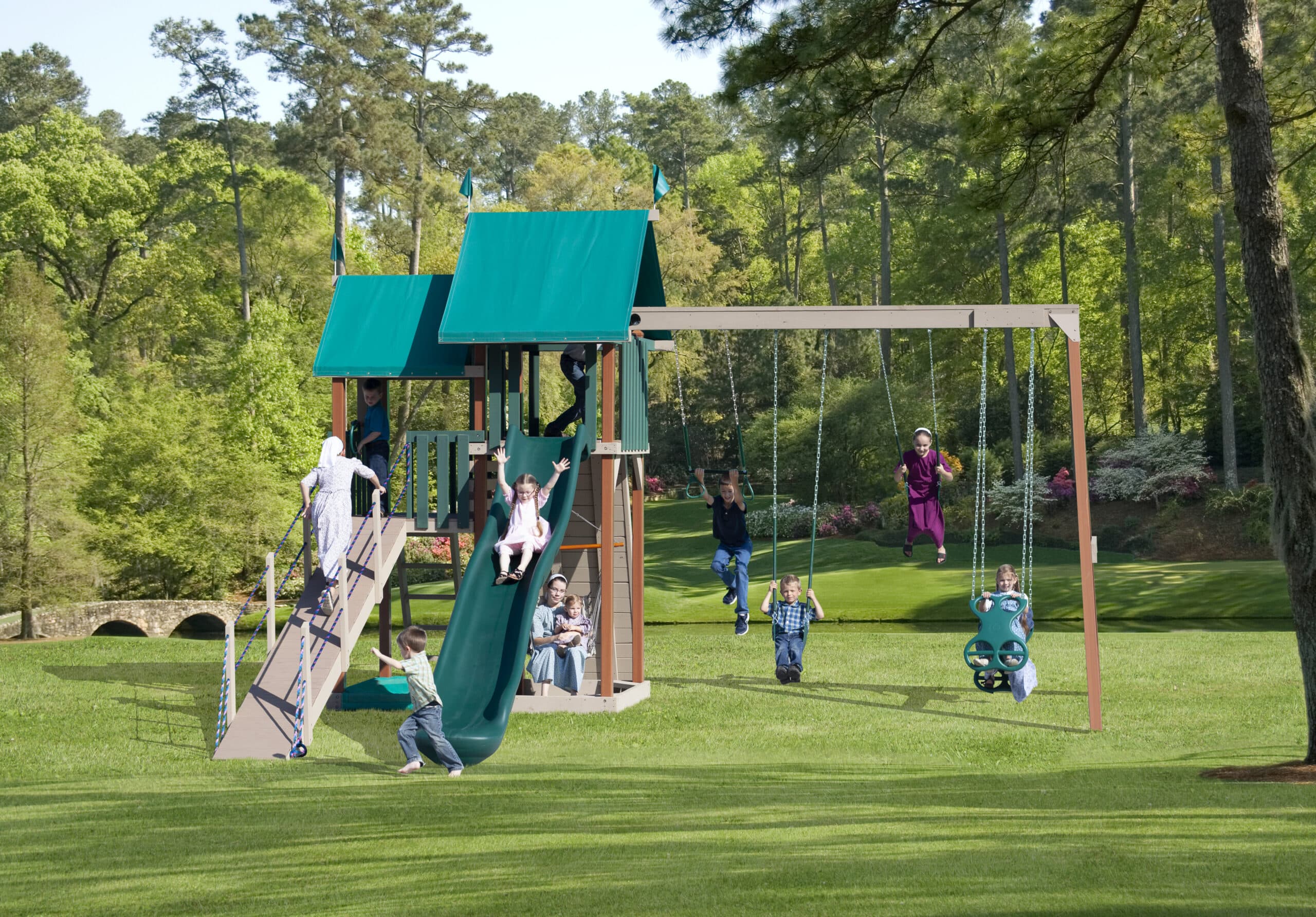 Deluxe sky tower wood playset for your backyard in abindon va playground