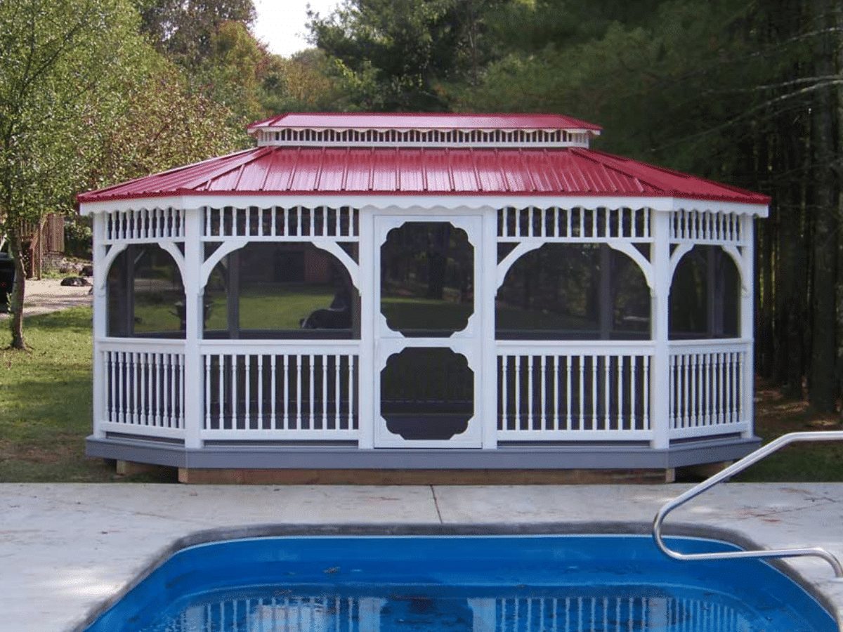 vinyl gazebo by a pool in virginia