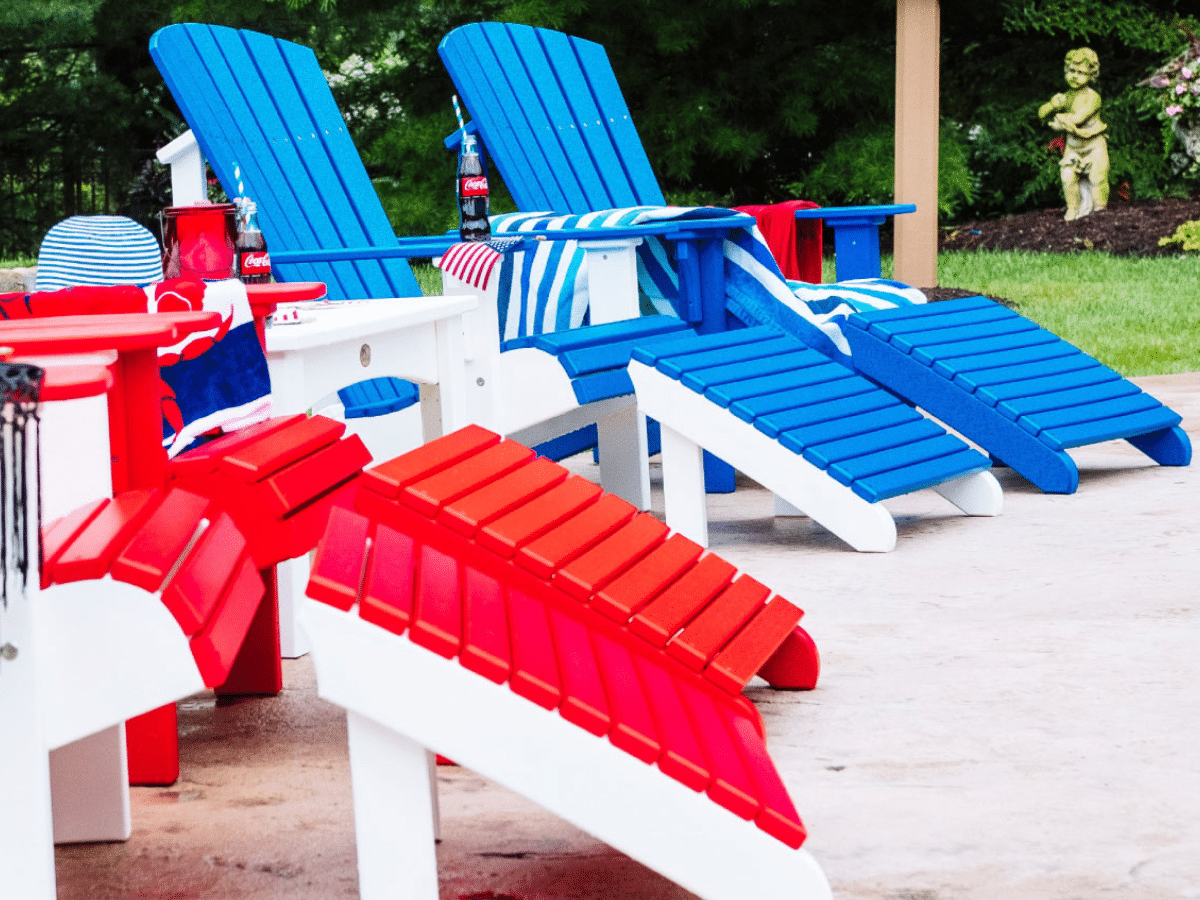 red white and blue poly outdoor furniture from premier building solutions in va