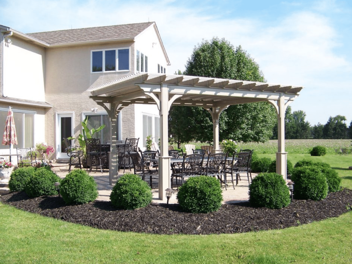 pergola with flowerbeds around in for sale in virginia