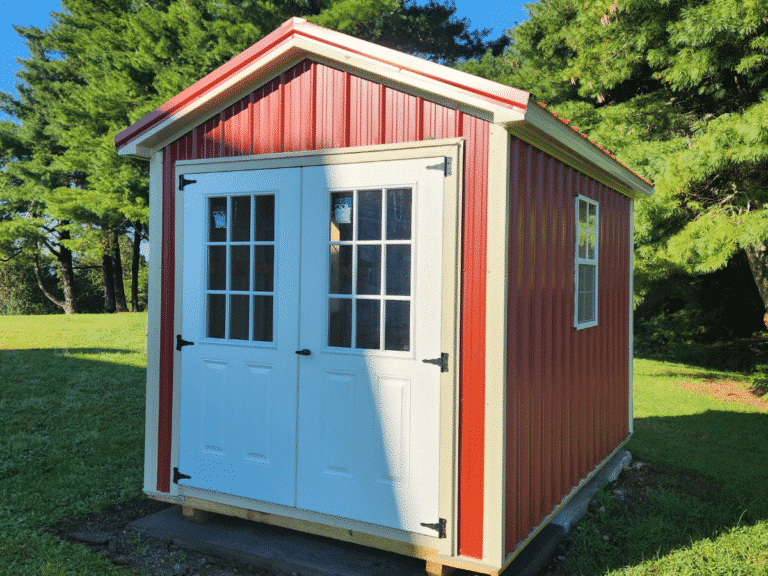 red a frame metal shed delivered in trout springs va