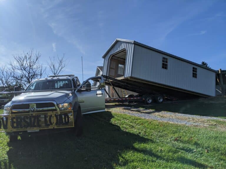 Shed delivery for a-frame deluxe metal sheds in VA