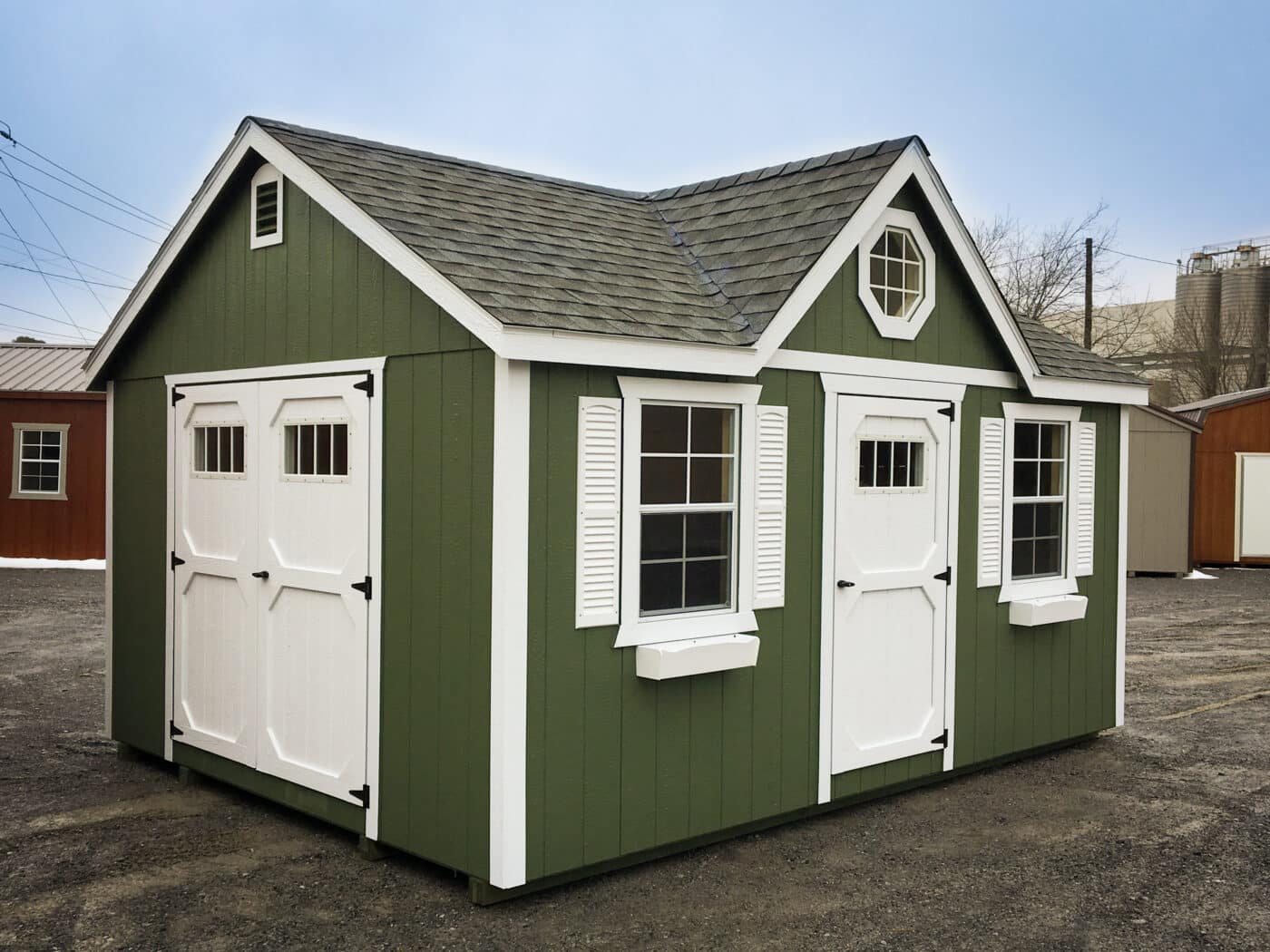 green backyard shed for sale