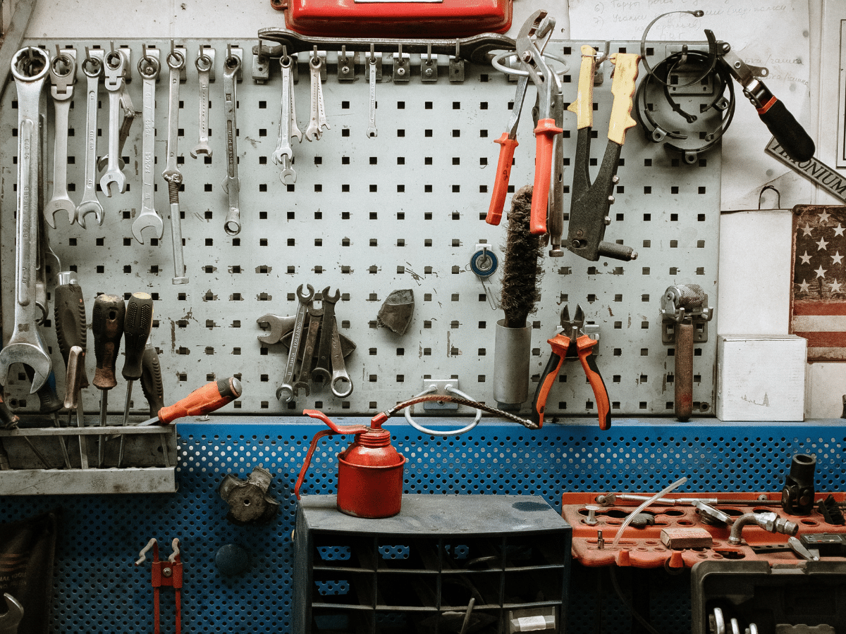 pegboard for a practical addition to a shed makeover