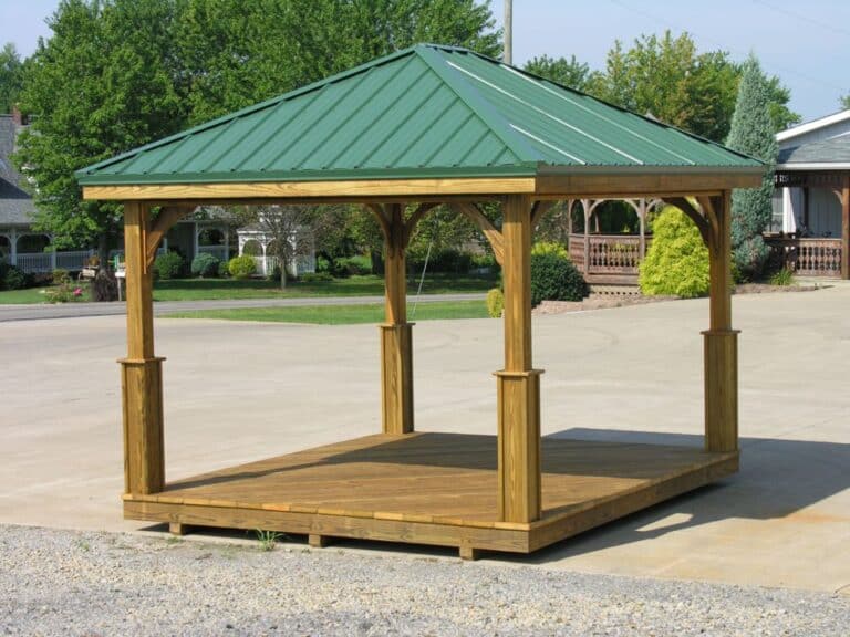 wooden pavilion with metal roof va